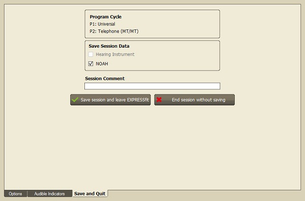 Save and Quit tab in EXPRESSfit 2012 software