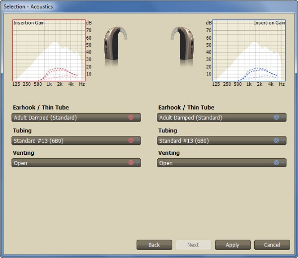 Acoustics screen in EXPRESSfit 2012 software