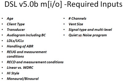 Required inputs for DSL v5.0