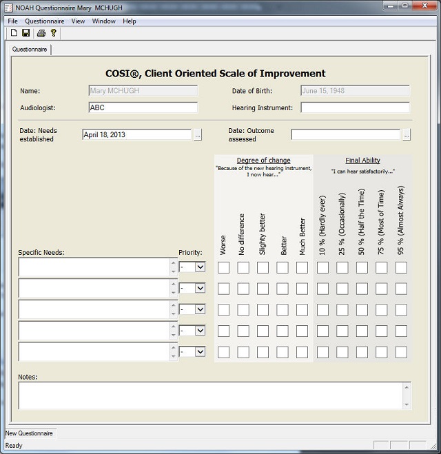 COSI and APHAB questionnaires