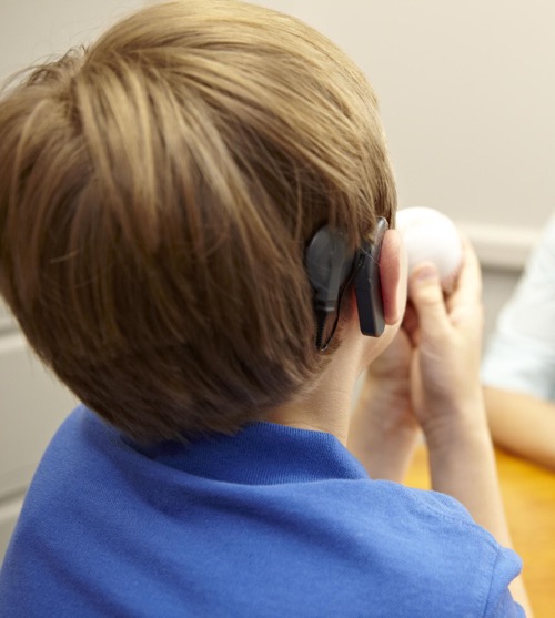 child with headphones