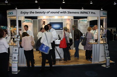 Delegates visit the Siemens Hearing Instruments stand at this year’s British Academy of Audiology Conference