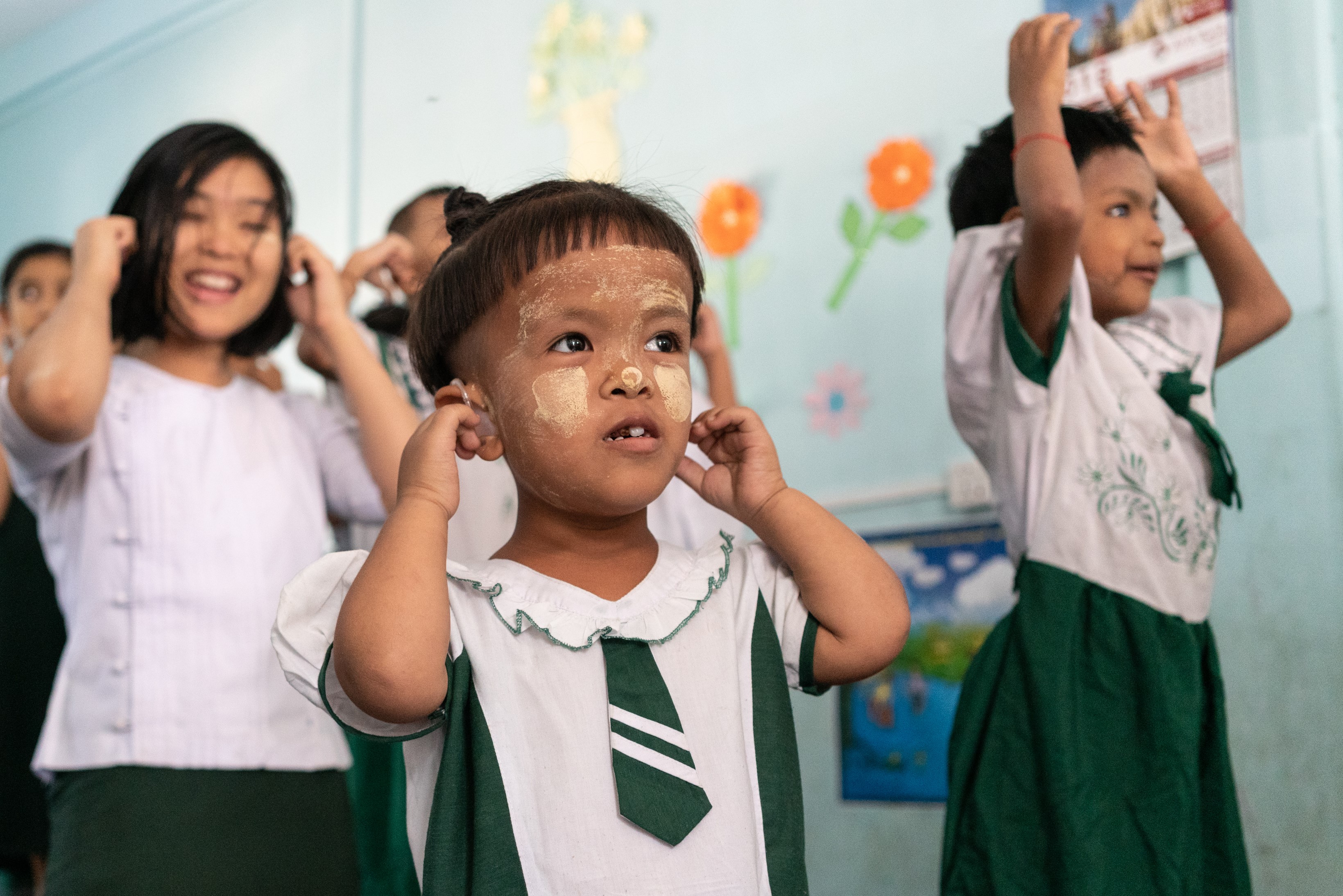 Students interacting with The Hear the World Foundation