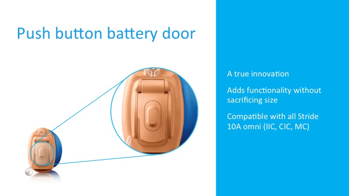 Push button battery door