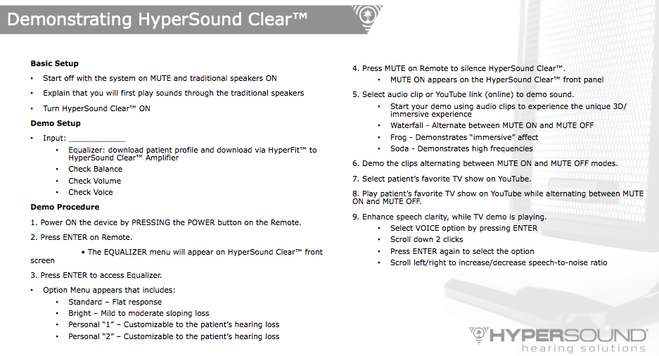 Basic setup of HyperSound Clear demonstration