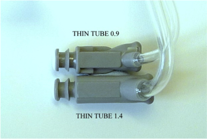 Comparison of 0.9 mm and 1.4 mm EASYWEAR thin tubes