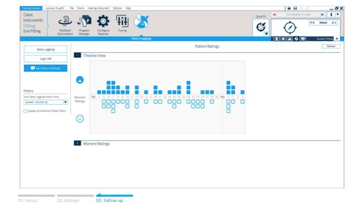 New Patient Ratings screen