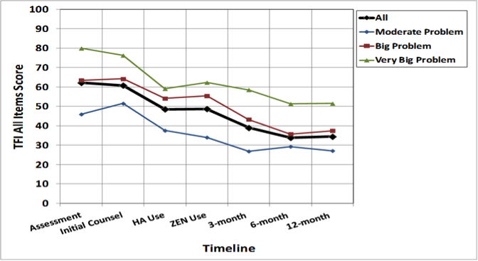 Changes in absolute TFI scores following each individual WZT component