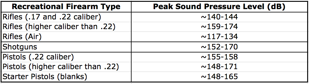 Gun Decibel Chart