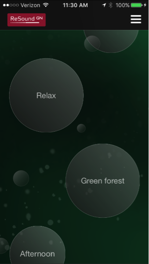 Multisensory stimulation in the ReSound Relief app includes auditory, visual and tactile stimulation to engage users and distract from tinnitus