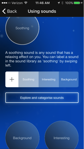 Sounds can be categorized and later retrieved according to category to help patients in particular situations