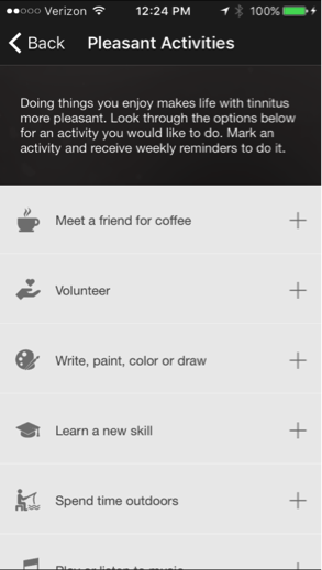 The Pleasant Activities coping skill lets users define notifications that will remind them to do activities that they enjoy