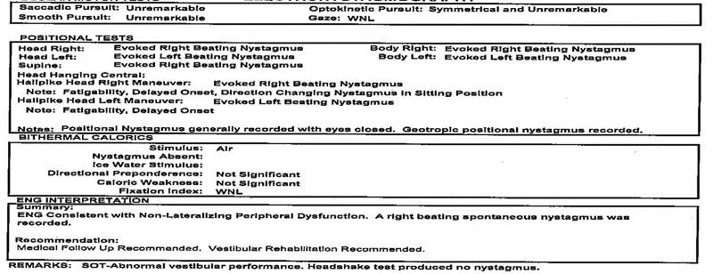 Report for 69-year-old male, prior to changes made by the supervising audiologist after reviewing the findings