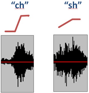 Envelope of onset for ch and sh