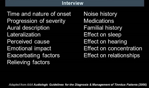 Tinnitus interview topics