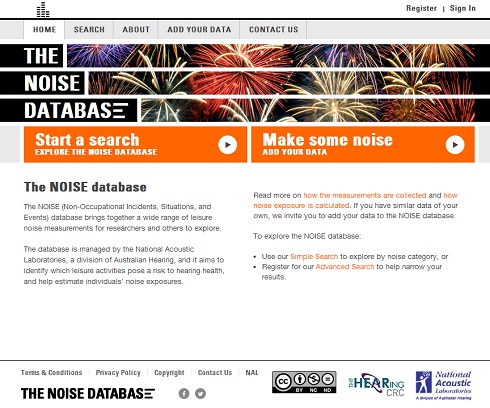 NOISE database webiste screen capture