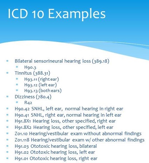 ICD-10 code examples