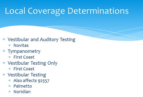 Local coverage determinations for vestibular and auditory testing