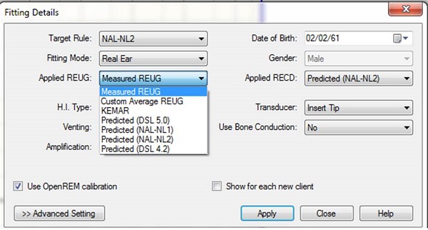 Screen shot of the Advanced Settings in the Fitting Details dialog box