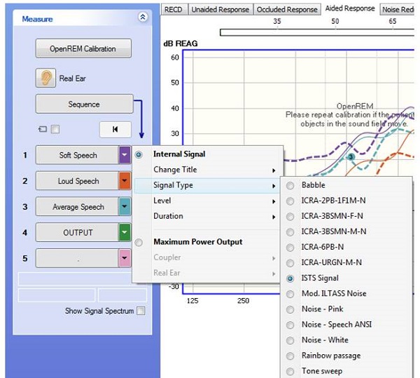 Screen shot for choosing a stimulus in the OTOSuite PMM