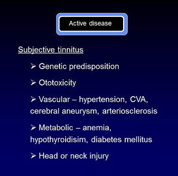 Common causes of subjective tinnitus