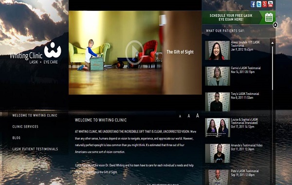 Example of a captivating website, with video, blog and patient testimonials