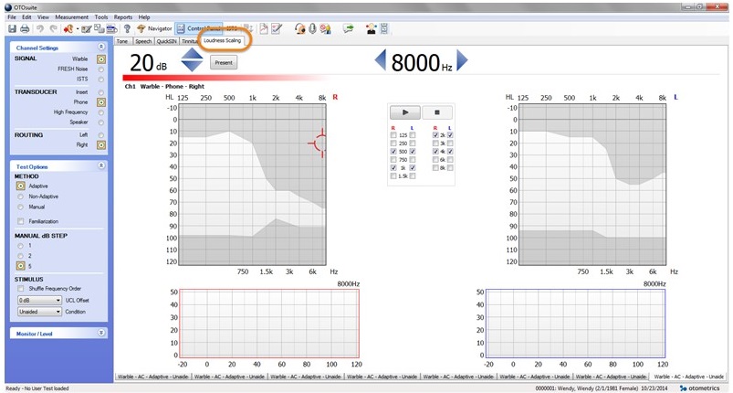 Loudness Scaling Module home screen