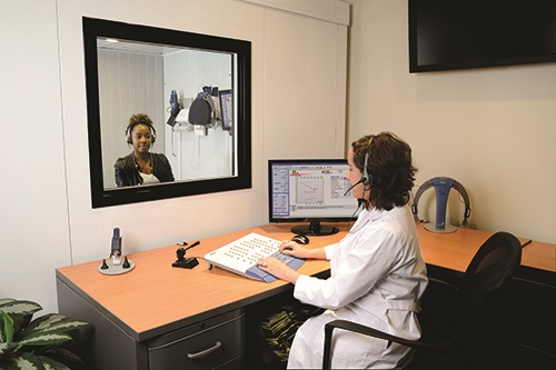 GENIE sound room with doctor and patient