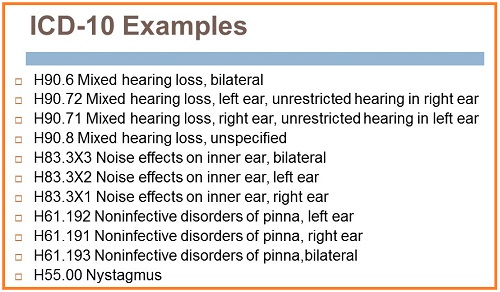 ICD-10 codes for mixed hearing loss, and others
