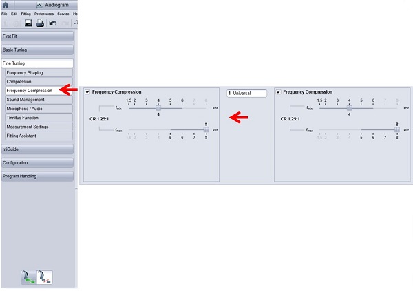 Example of Siemens programming screen to adjust frequency point and compression ratio