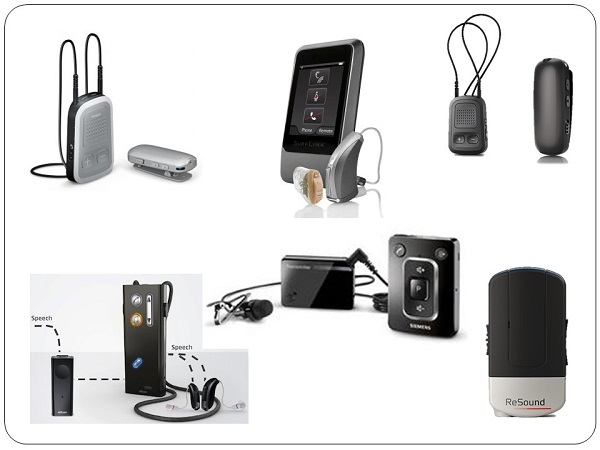 Examples of wireless microphone and FM technology from different manufacturers