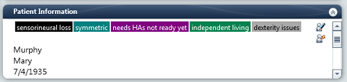 Patient categories assigned to the patient record