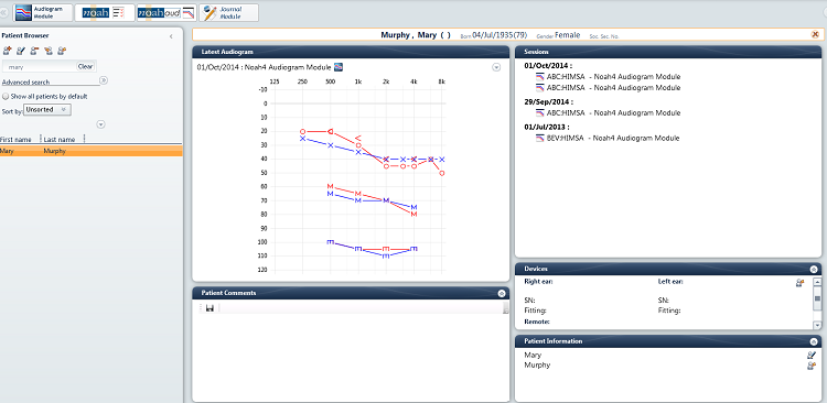 Example patient in the Mixed View