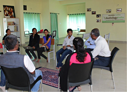 Audiology India volunteers meeting at Mysore, India during December 2014