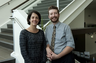 Sarah Latchney and Wyatte Hall are participating in the grant-funded Rochester Postdoc Partnership program
