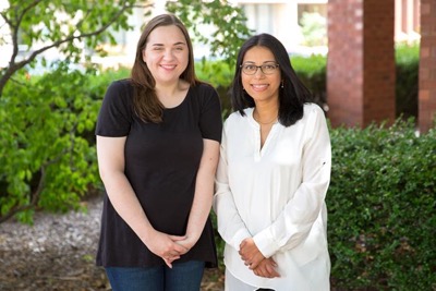 Neuroscience graduate student Sara Schmidt and speech and hearing science professor Fatima Husain