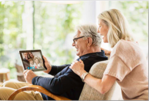 Older couple using tablet for a video call