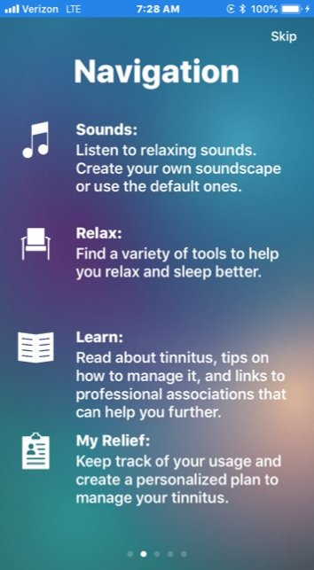 ReSound Relief app navigation screen