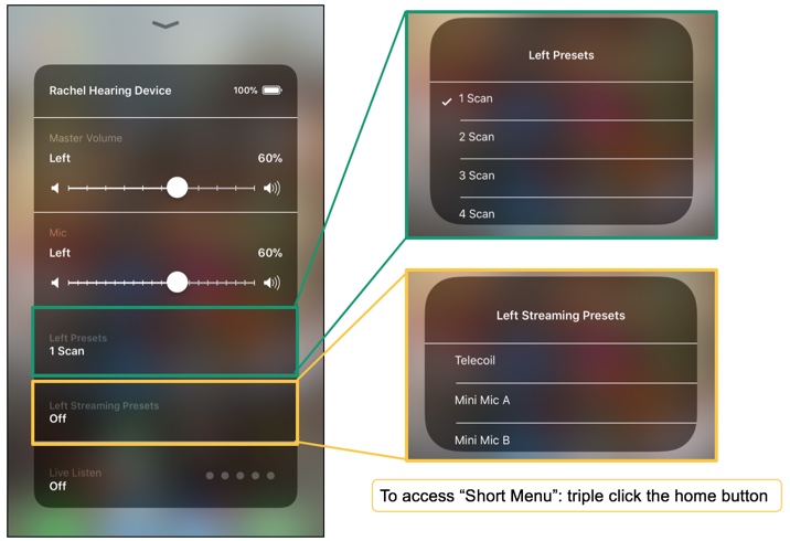 iOS triple-click to short menu