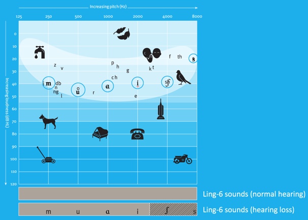 Familiar sounds audiogram with Ling-6 sounds