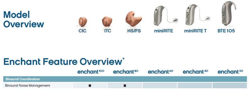 Enchant model and feature overview. Binaural Noise Management