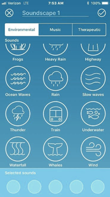 Combine up to 5 sounds, including air and water sounds, from ReSound Relief’s High-definition sound library and create the soundscape that helps best