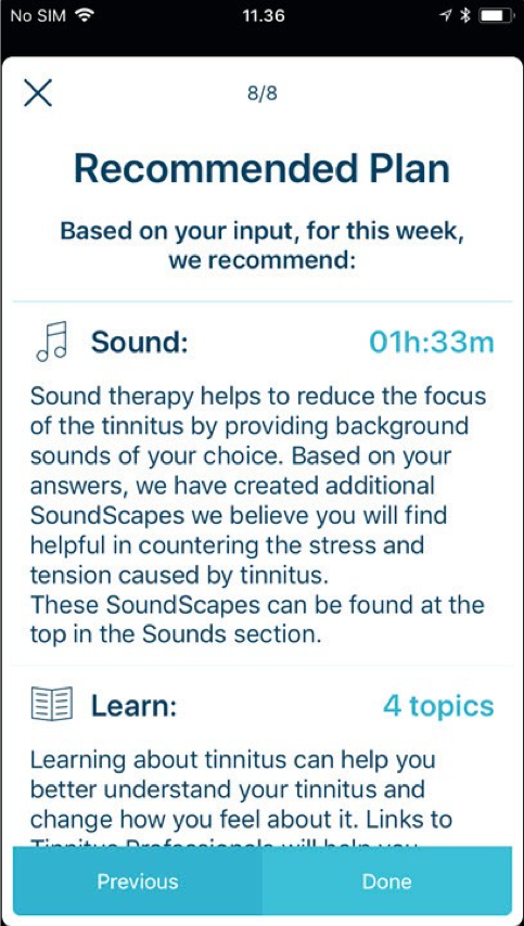 Design a personalized tinnitus management plan using My Plan