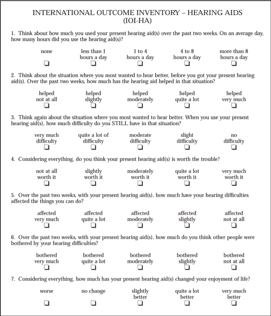 U.S. English version of the International Outcome Inventory for Hearing Aids