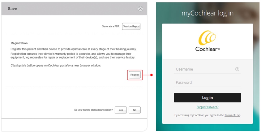 Register the device on myCochlear Clinic