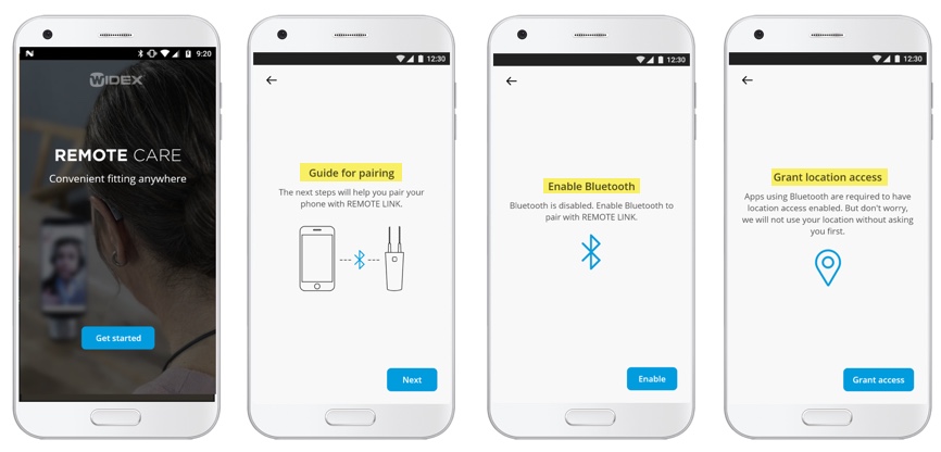 Screens to guide you through REMOTE CARE setup