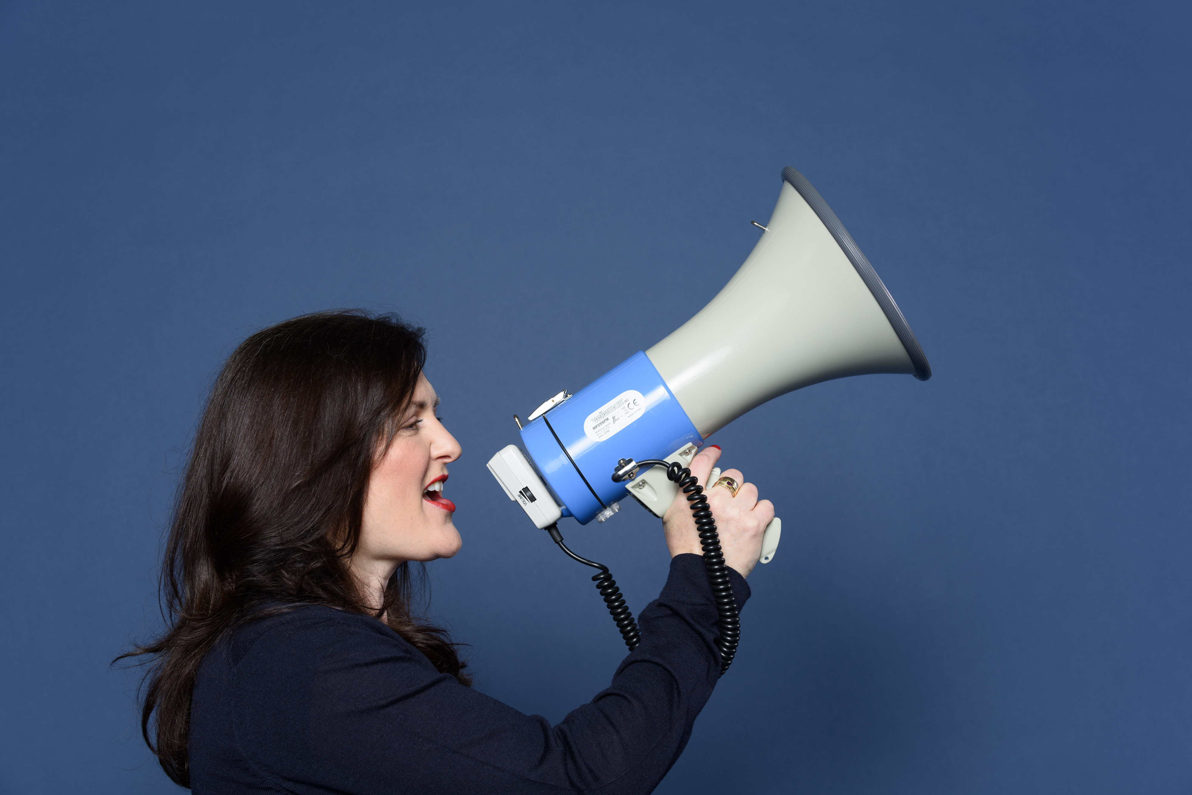 Anna Biggins with megaphone