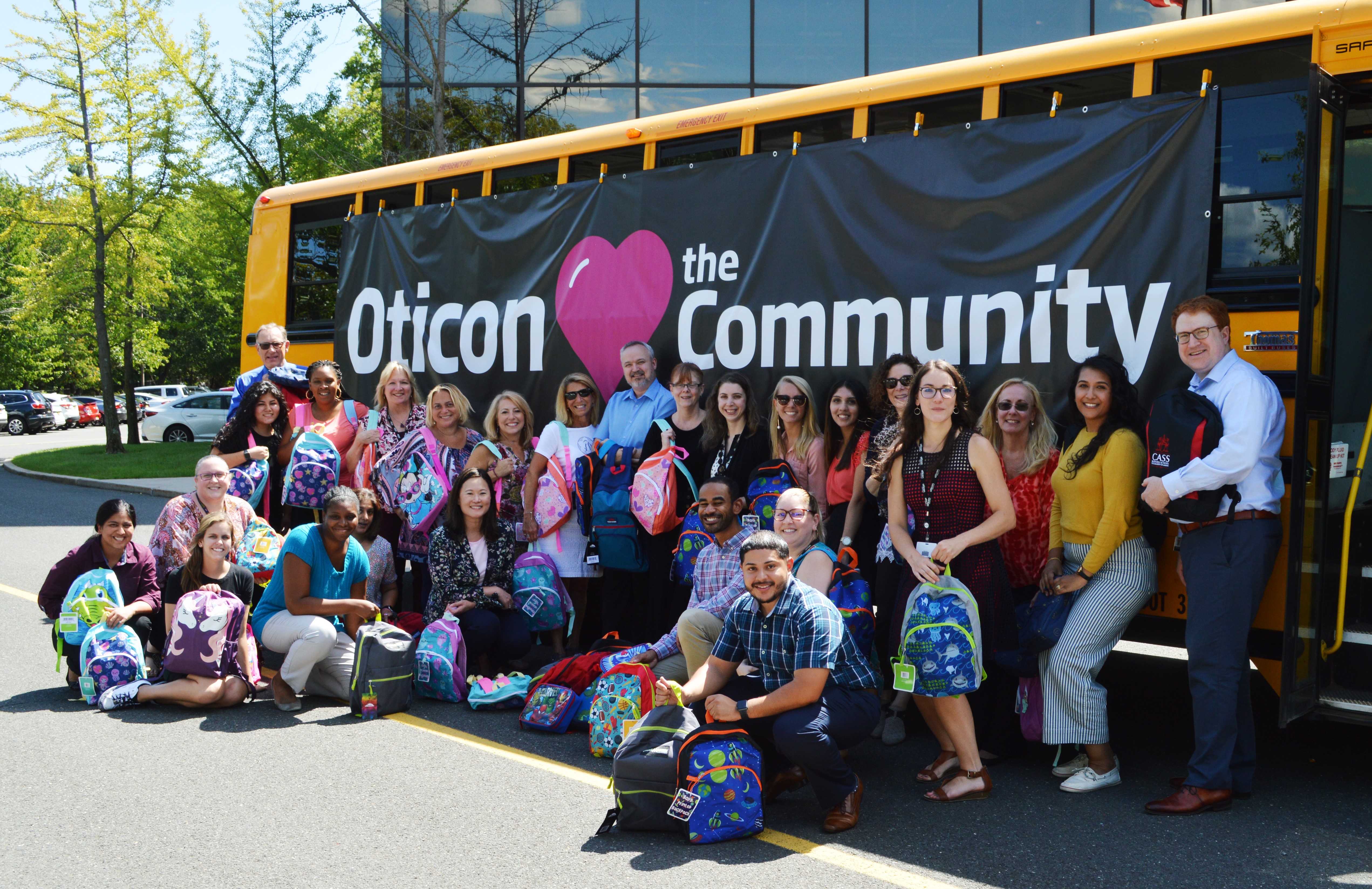 Oticon employees at The Stuff the Bus program