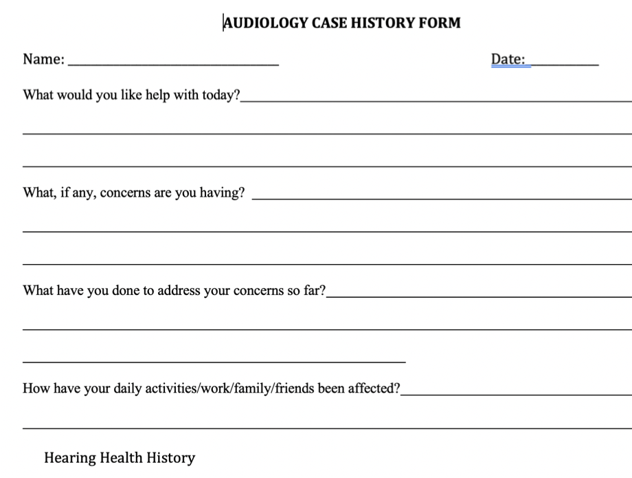 Example of intake form