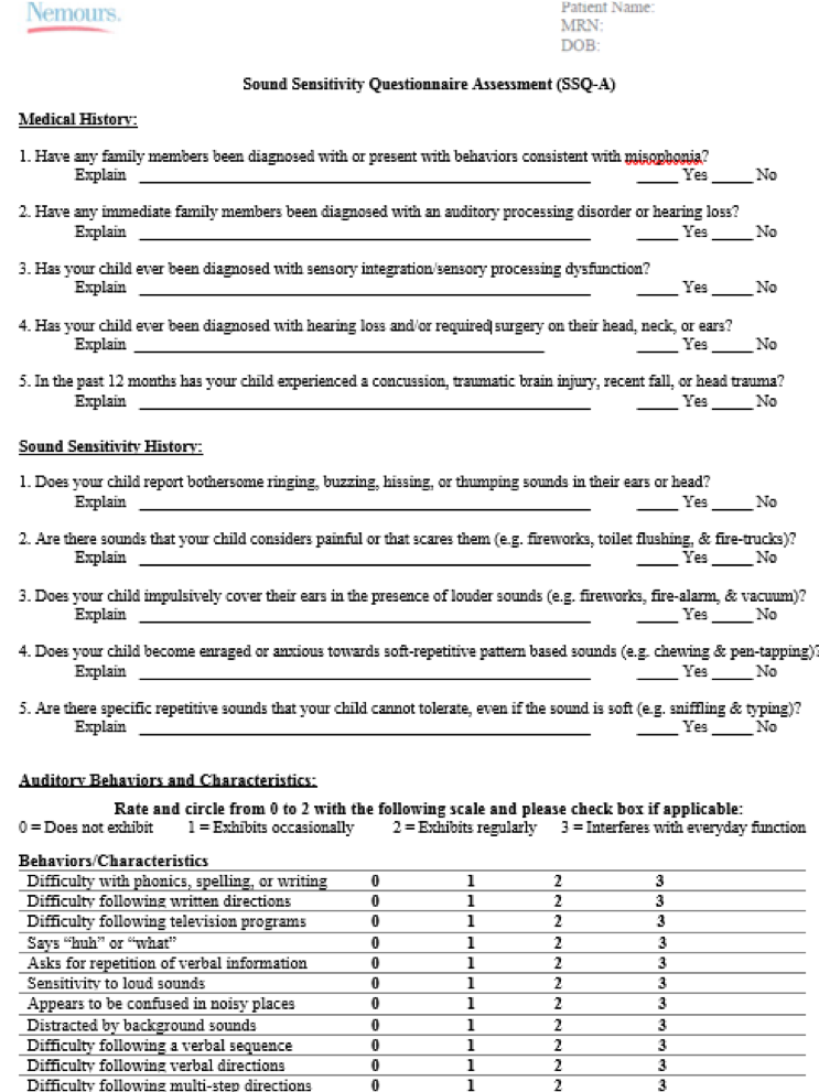 Sound Sensitivity Questionnaire